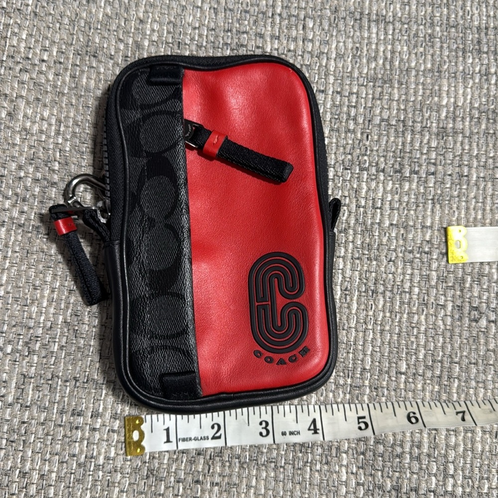 Coach North/South Hybrid Pouch In Signature Canvas Coach Patch Red//Black - Picture 6 of 9